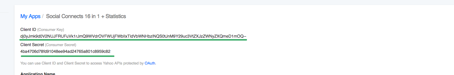 Get you Yahoo Application ID,  Yahoo Consumer Key and Yahoo Consumer Secret
