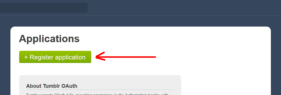 Register tumblr Appliaction