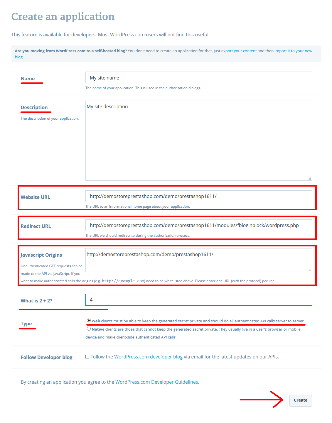 Configure Wordpress API